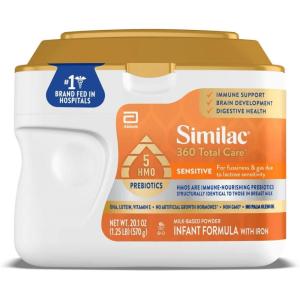 imageSimilac 360 Total Care Sensitive Infant Formula for Fussiness ampamp Gas Due to Lactose Sensitivity Has 5 HMO Prebiotics NonGMO Baby Formula Powder 201oz Tub201oz 1 Count
