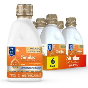 imageSimilac 360 Total Care Sensitive Infant Formula for Fussiness ampamp Gas Due to Lactose Sensitivity Has 5 HMO Prebiotics NonGMO Baby Formula Ready to Feed 8floz Bottle Pack of 2432ozbtl 6 Count