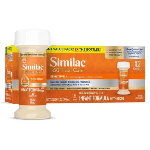 imageSimilac 360 Total Care Sensitive Infant Formula for Fussiness ampamp Gas Due to Lactose Sensitivity Has 5 HMO Prebiotics NonGMO Baby Formula Ready to Feed 8floz Bottle Pack of 242oz btl 12 Count
