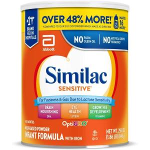 imageSimilac Sensitive Infant Formula for Fussiness ampamp Gas Due to Lactose Sensitivity ReadytoFeed Baby Formula 32floz Bottle Pack of 6298oz 1 Count