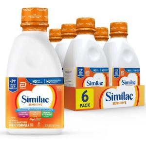 imageSimilac Sensitive Infant Formula for Fussiness ampamp Gas Due to Lactose Sensitivity ReadytoFeed Baby Formula 32floz Bottle Pack of 632oz btl 6 Count