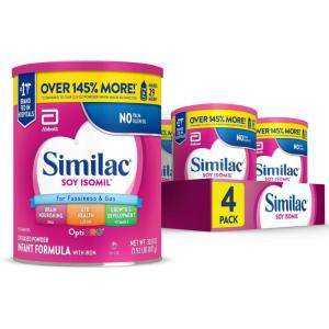 imageSimilac Soy Isomil Infant Formula with Iron Ready to Feed 1 Qt Pack of 4308oz 4 Count