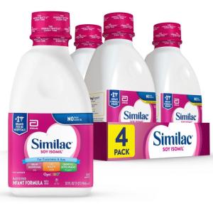 imageSimilac Soy Isomil Infant Formula with Iron Ready to Feed 1 Qt Pack of 432oz btl 4 Count