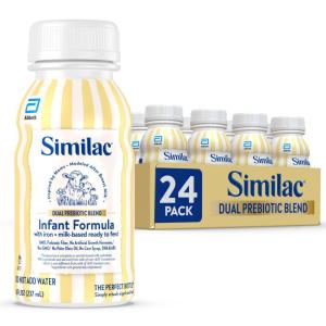 imageSimilac Dual Prebiotic Blend Baby Formula With Iron Ready to Feed 012 Months 8floz Bottle Pack of 24